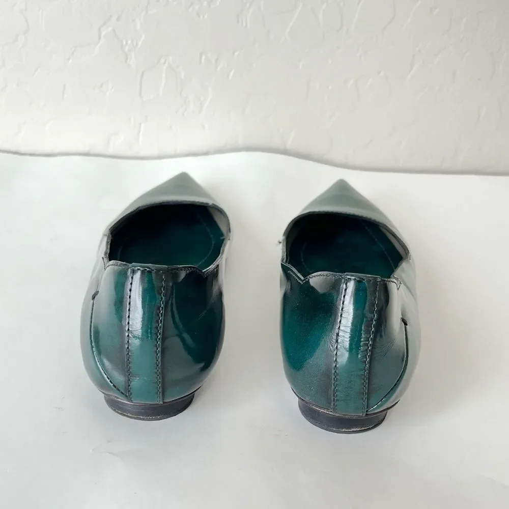 CNC Costume National Teal Pointed-Toe Leather Flats